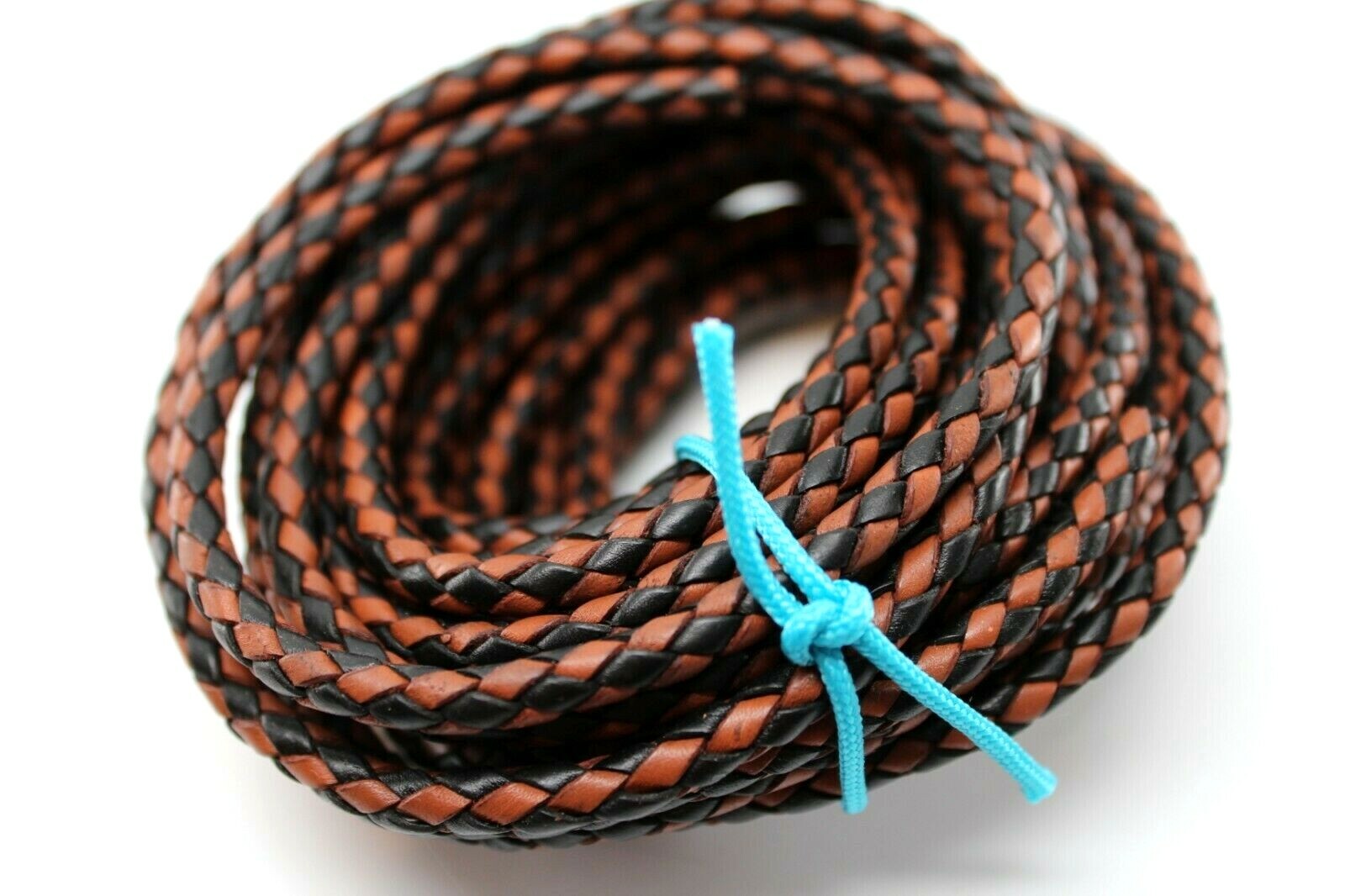 10 yards 30 feet 6MM Black and Brown Braided Bolo Leather Lace Cord Roll Spool