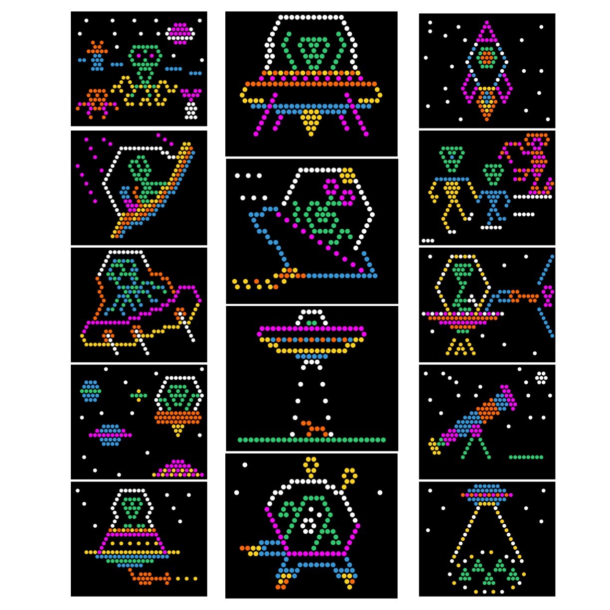 Alien Space Theme Pattern Refill Sheets for Lite Brite 14 Pack