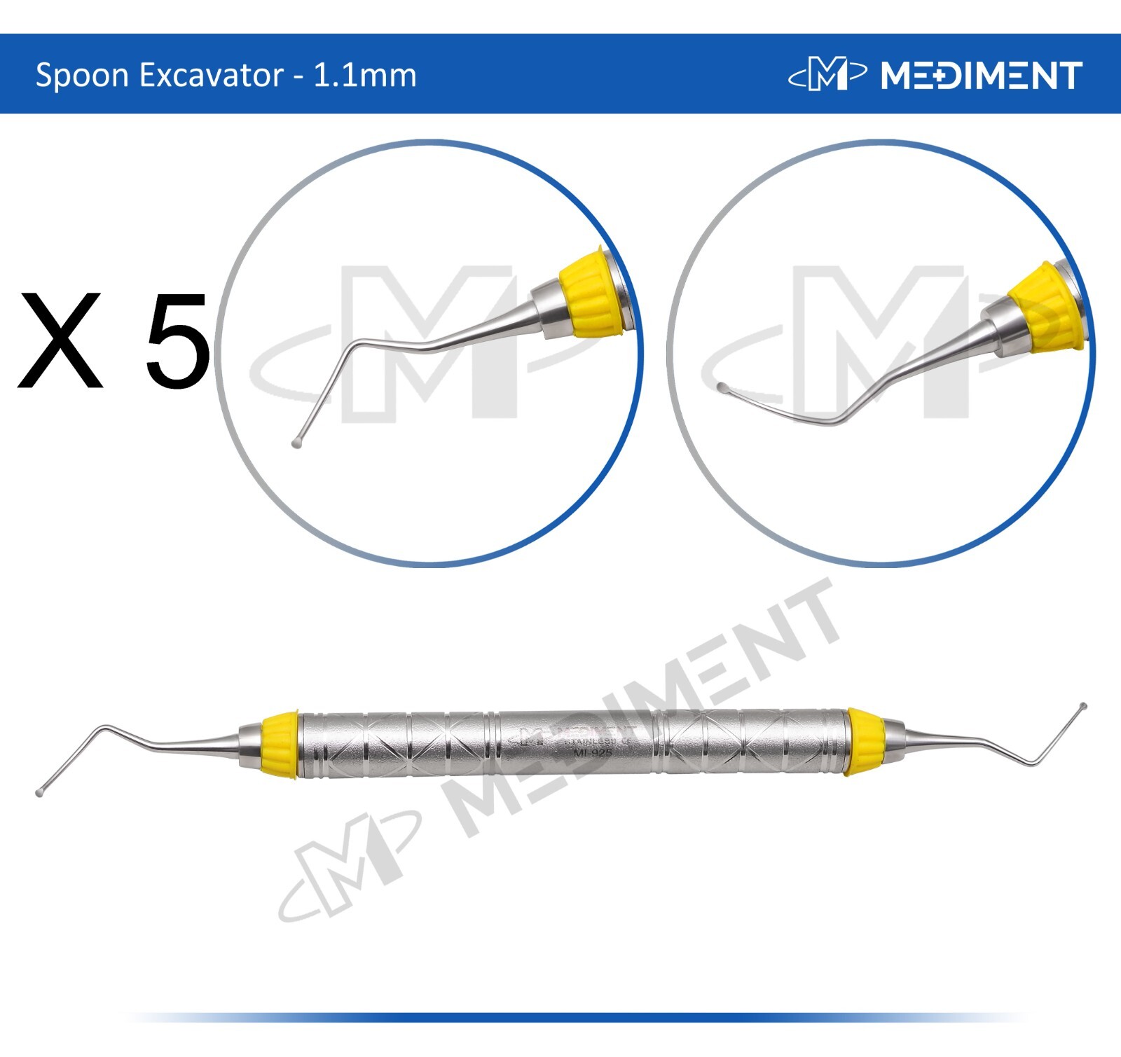 New 5 X DENTAL SPOON EXCAVATOR RESTORATIVE INSTRUMENTS SPOON EXCAVATORS