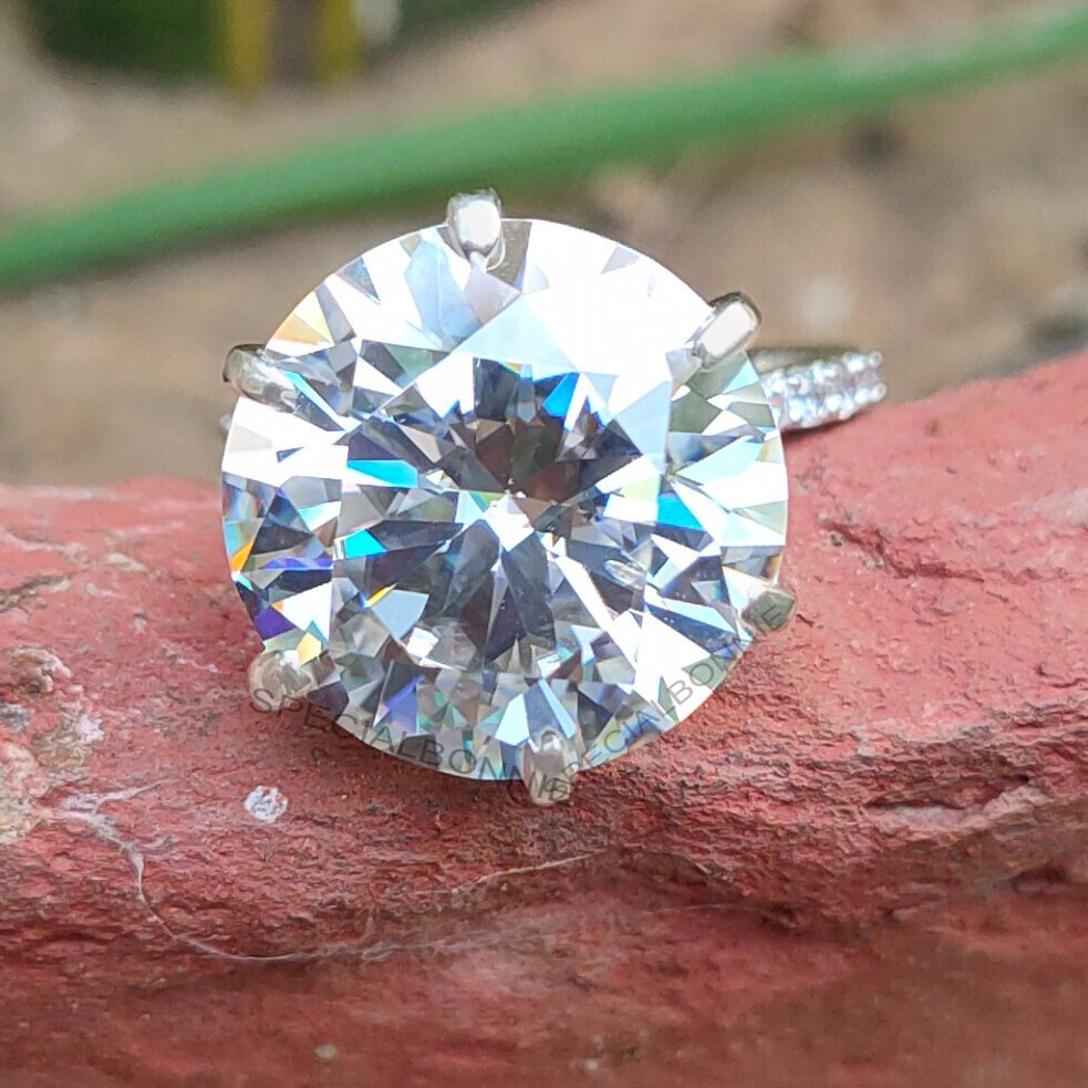 Rare 8Ct Certified Diamond Solitaire Ring ! FREE DIAMOND STUDS !Tariffs Free