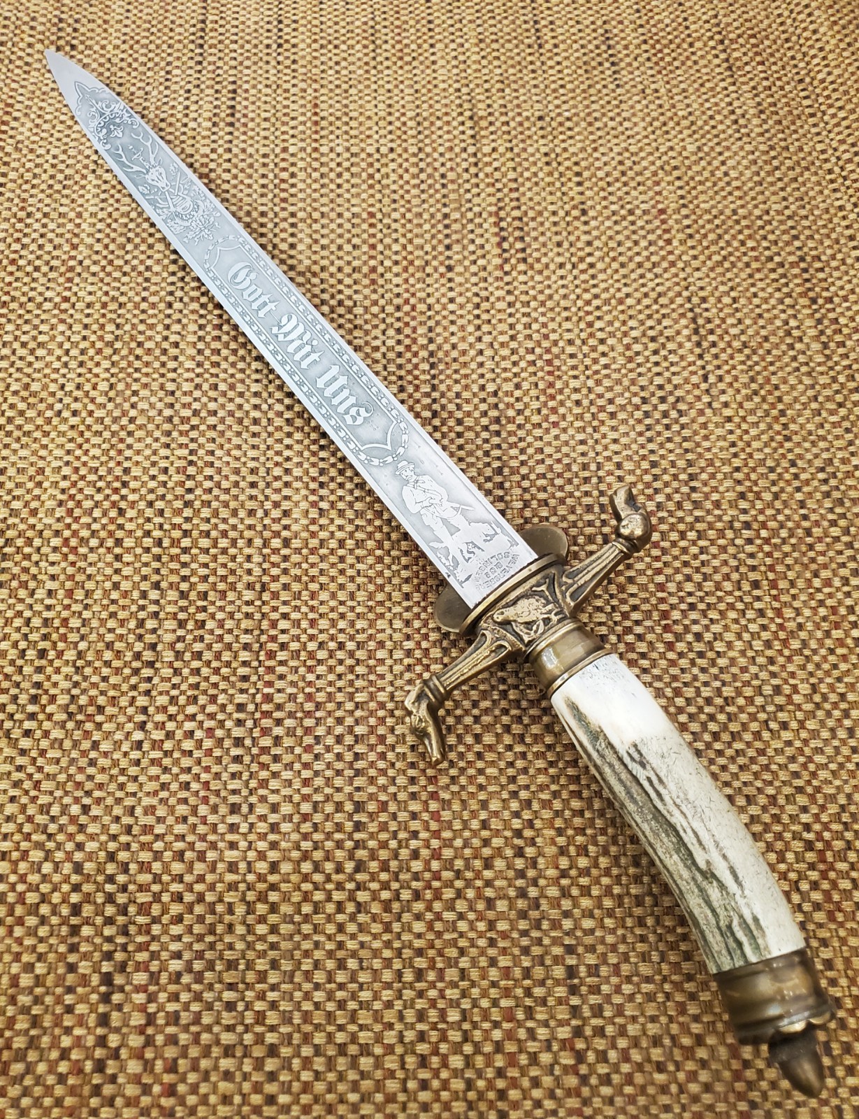 German Weyersberg & Co Solingen Hirschfanger Hunting Dagger"Gott Mit Uns" c.1900