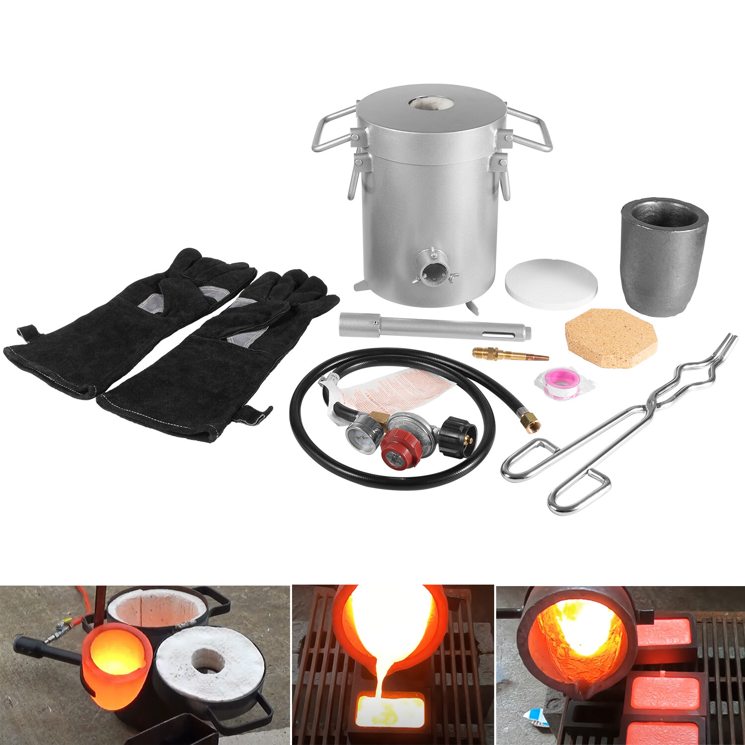 28LB/12.8KG Propane Furnace Kit Smelting Gold Silver Copper Scrap Metal Casting