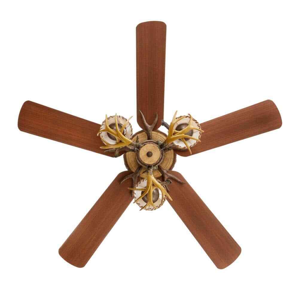 Lodge Ceiling Fan 52 in. Rustic Style Antler Kit LED Nutmeg Light Remote Control