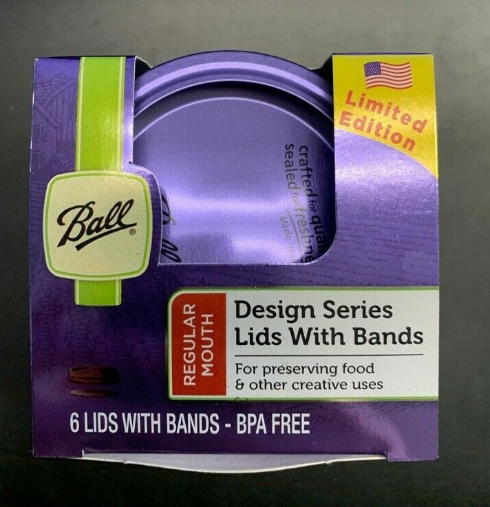 Purple Ball Design Series 6 Lids With Bands Regular Mouth