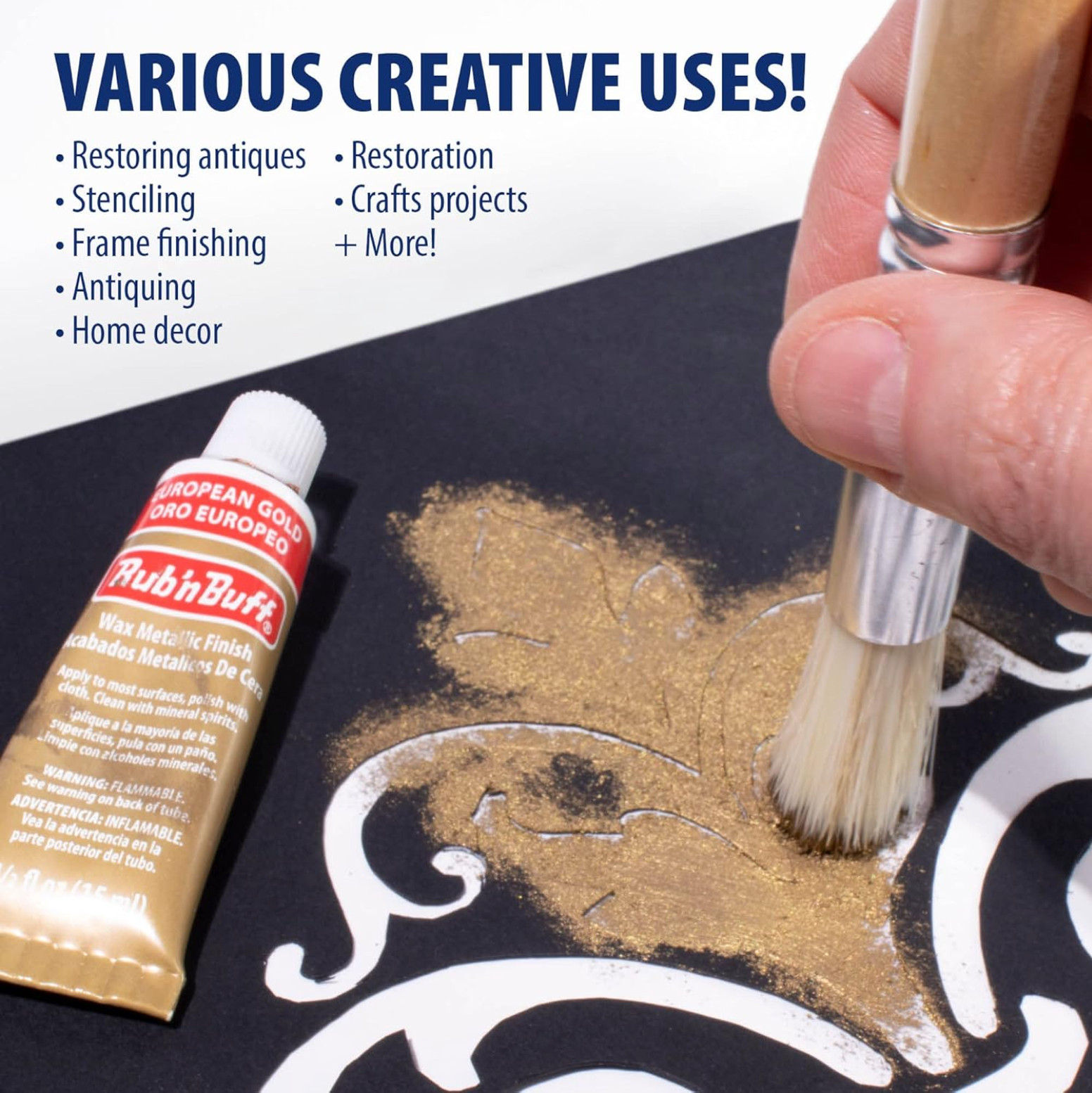 Amaco Rub 'N Buff Wax Metallic Finish, European Gold, 0.5-Fluid Ounce