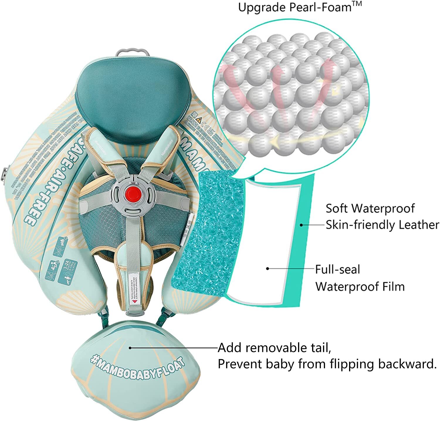 HECCEI Mambobaby Float with Canopy Baby Pool Swim Float Non-Inflatable Float