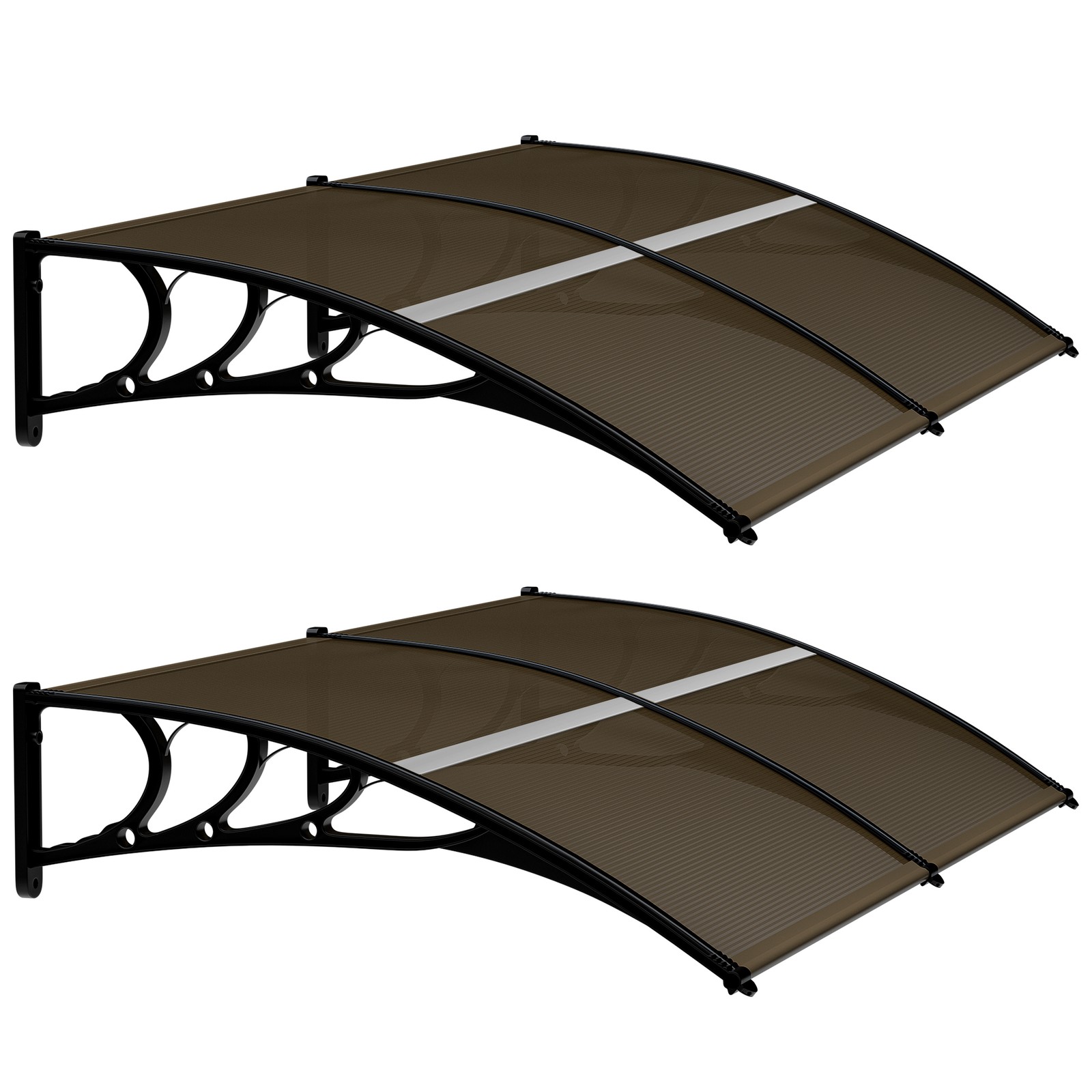 2PCS 40" x 80" Window Awning Door Canopy Polycarbonate Cover Front Door Brown
