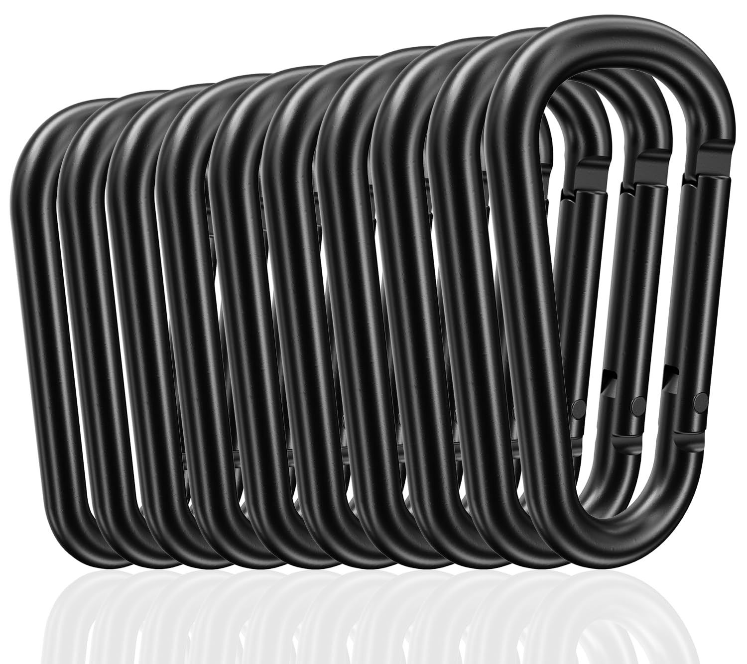 Aluminum Carabiner Clips - Set of 10,2.36in,Black Carabiner Clip,Key Clip,Co