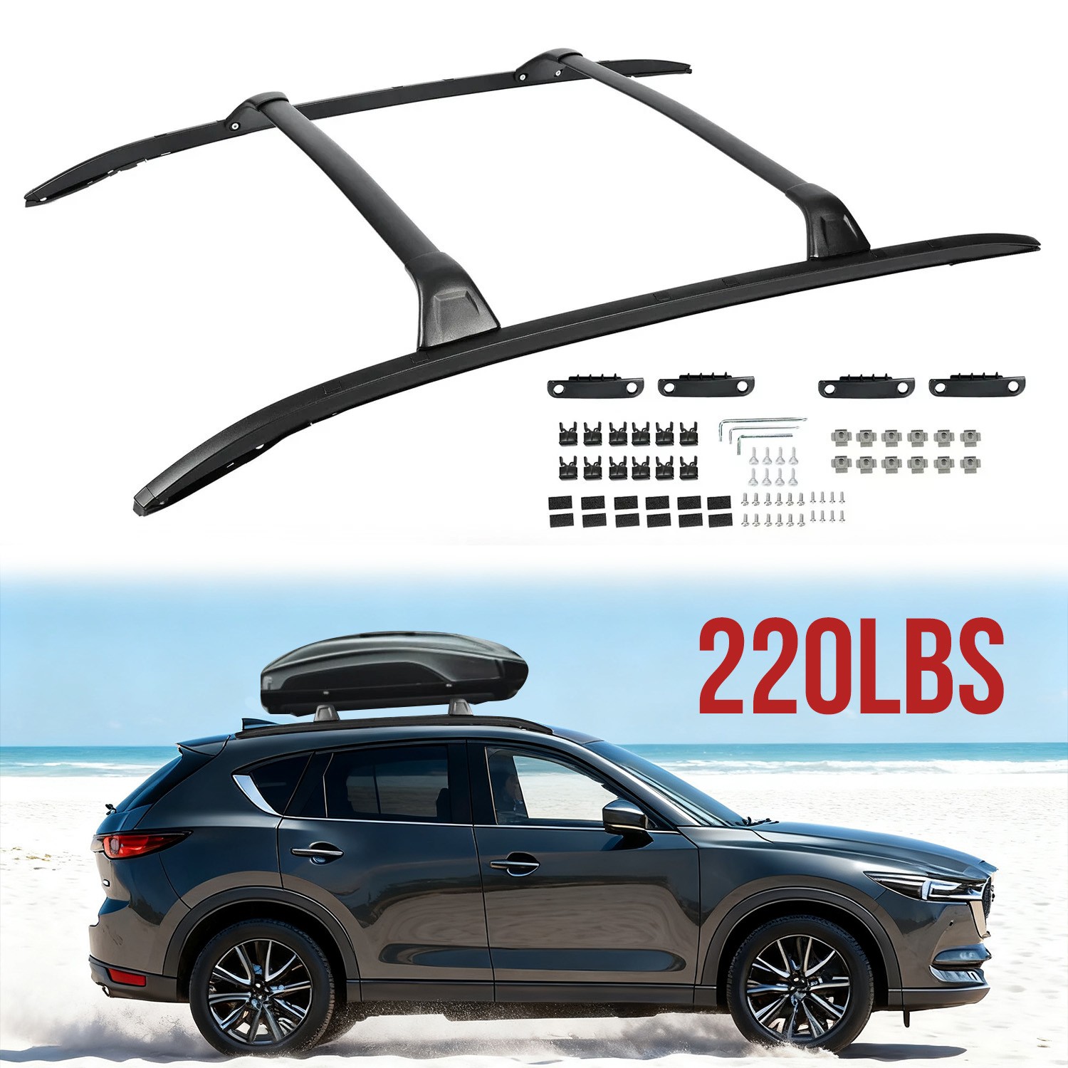 220 LBS Roof Top Rack Cross Bar & Side Rail Luggage For Mazda CX-5 CX5 2017-2025