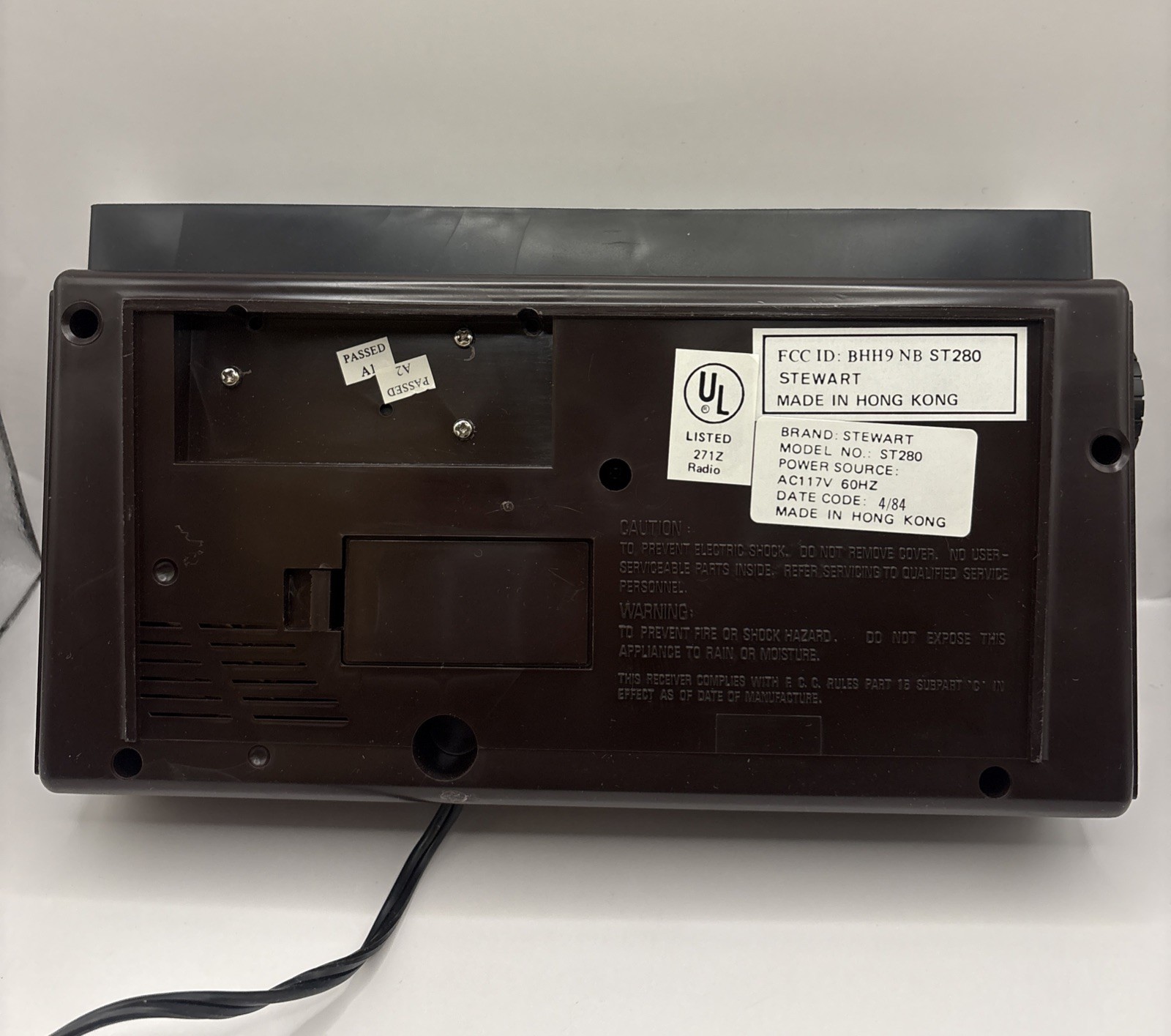 Vintage Stewart AM FM Radio Alarm Clock 1983 Model ST280 New!