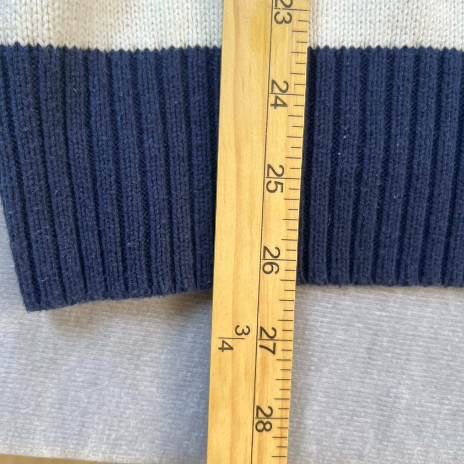 RSQ Sweater Men Medium Striped Crewneck Navy White Orange Knit Pullover