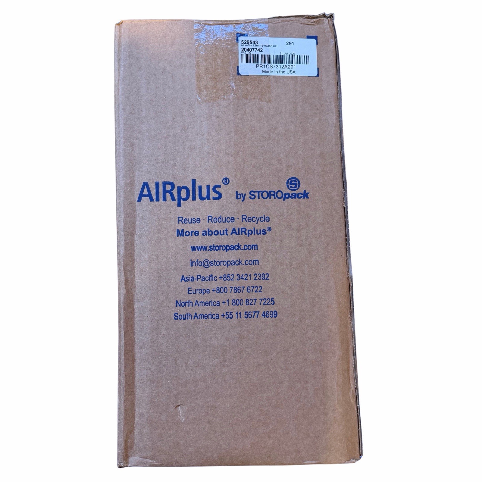 STOROPACK AIRplus Air Pillow Film Sz 16" x 1500' 529543 1.2ml A+ NEW FREE SHIP
