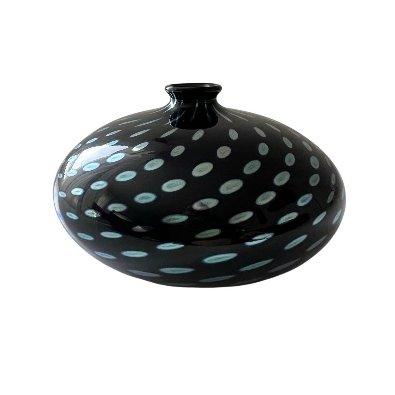 CORREIA Studio Art Glass Vase | Iridescent Blue | Signed Excellent Rare Unique