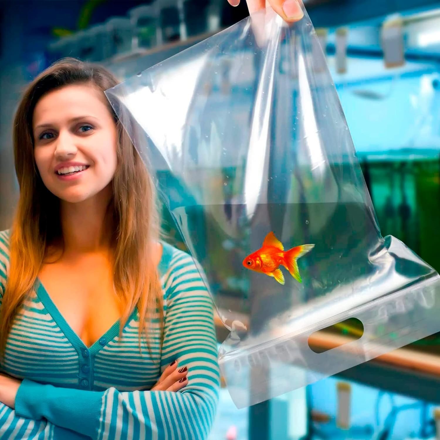 Plastic Aquarium Fish Shipping Bags Watertight 6" x 12" x 2mil 100ct