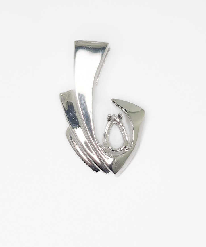 9 x 6 mm Pear Shape Large Bail Hook Pendant Setting Sterling Silver