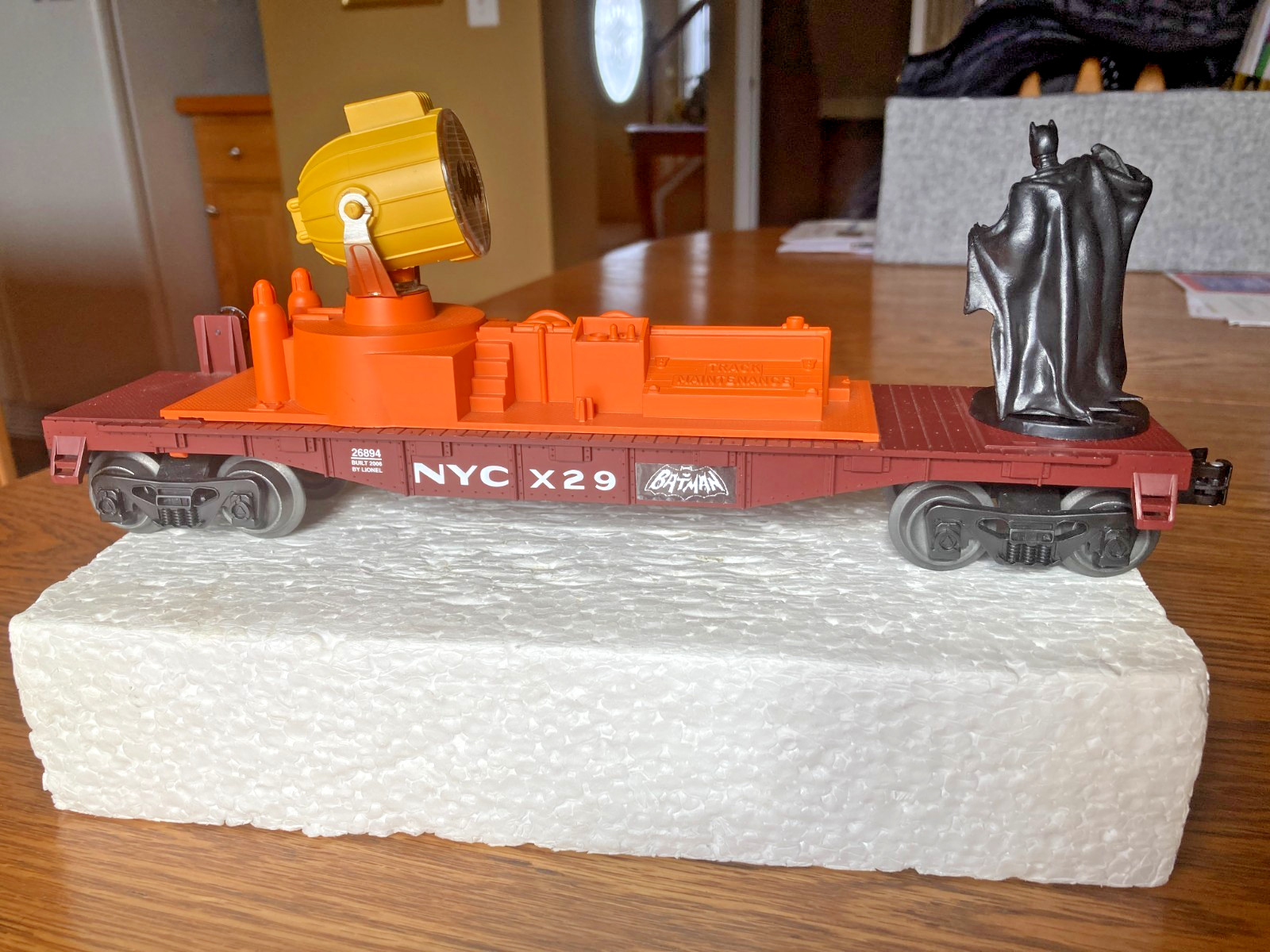 Lionel Customized SearchLight Car with Batman and Bat Signal