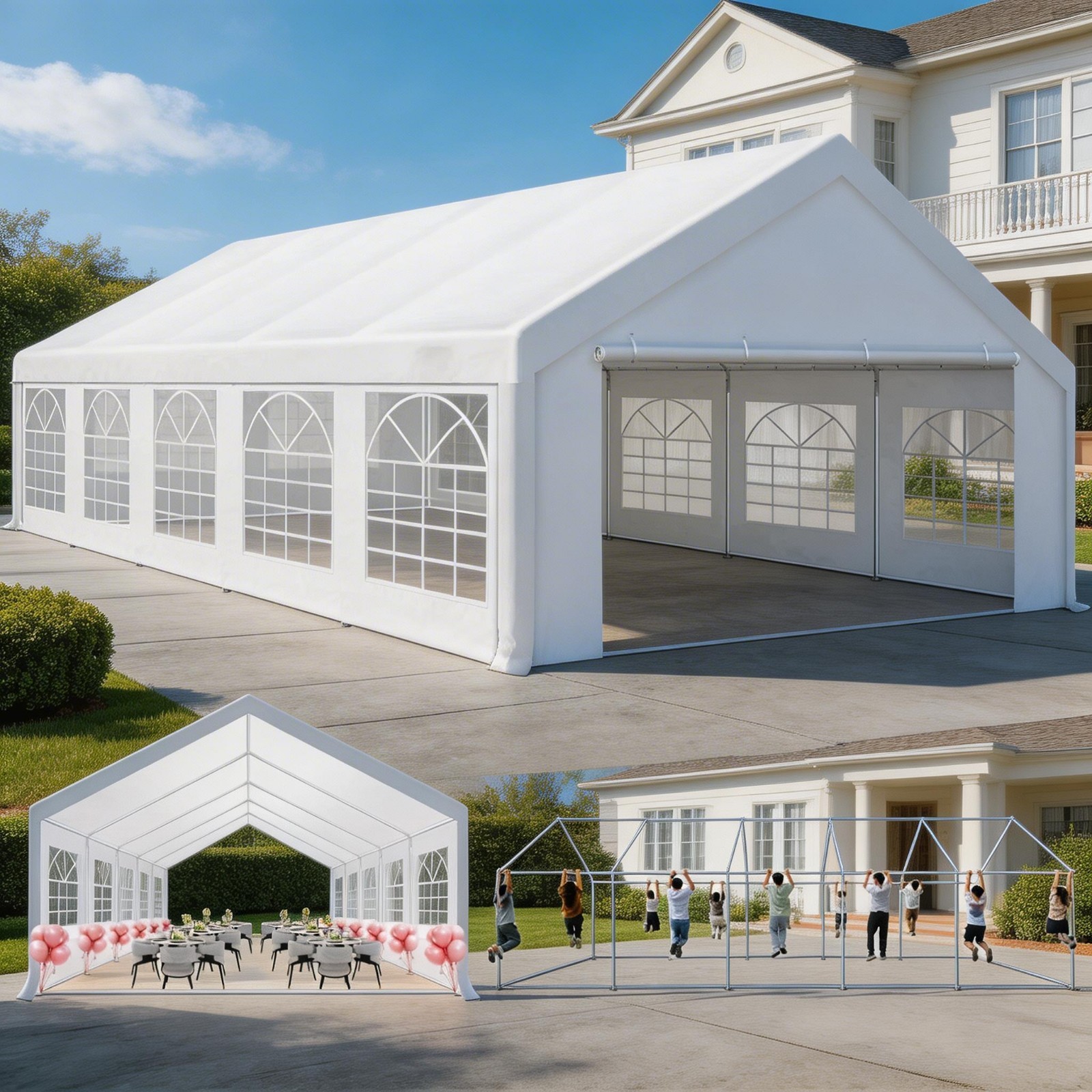 13x26 20x40 Party Tent Heavy Duty Carport Waterproof Event Gazebo with Sidewalls