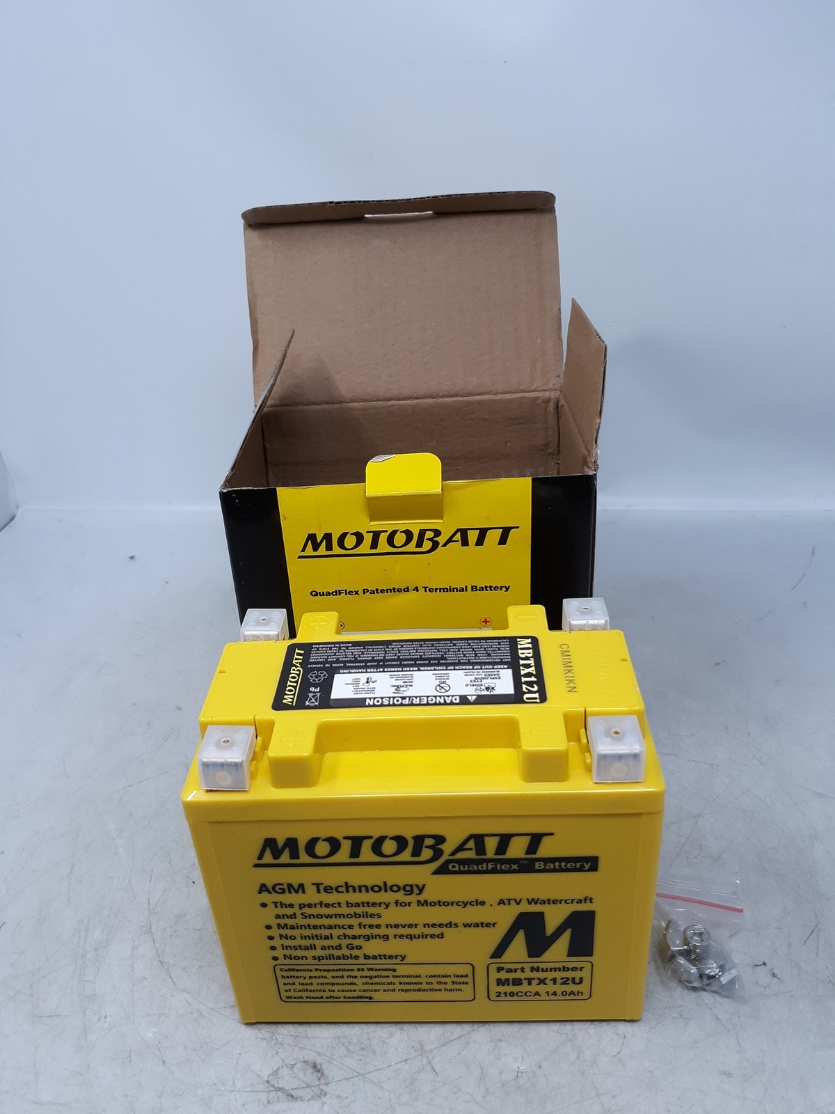 MOTOBATT MBTX12U AGM QuadFlex 4 Terminal Powersports Battery