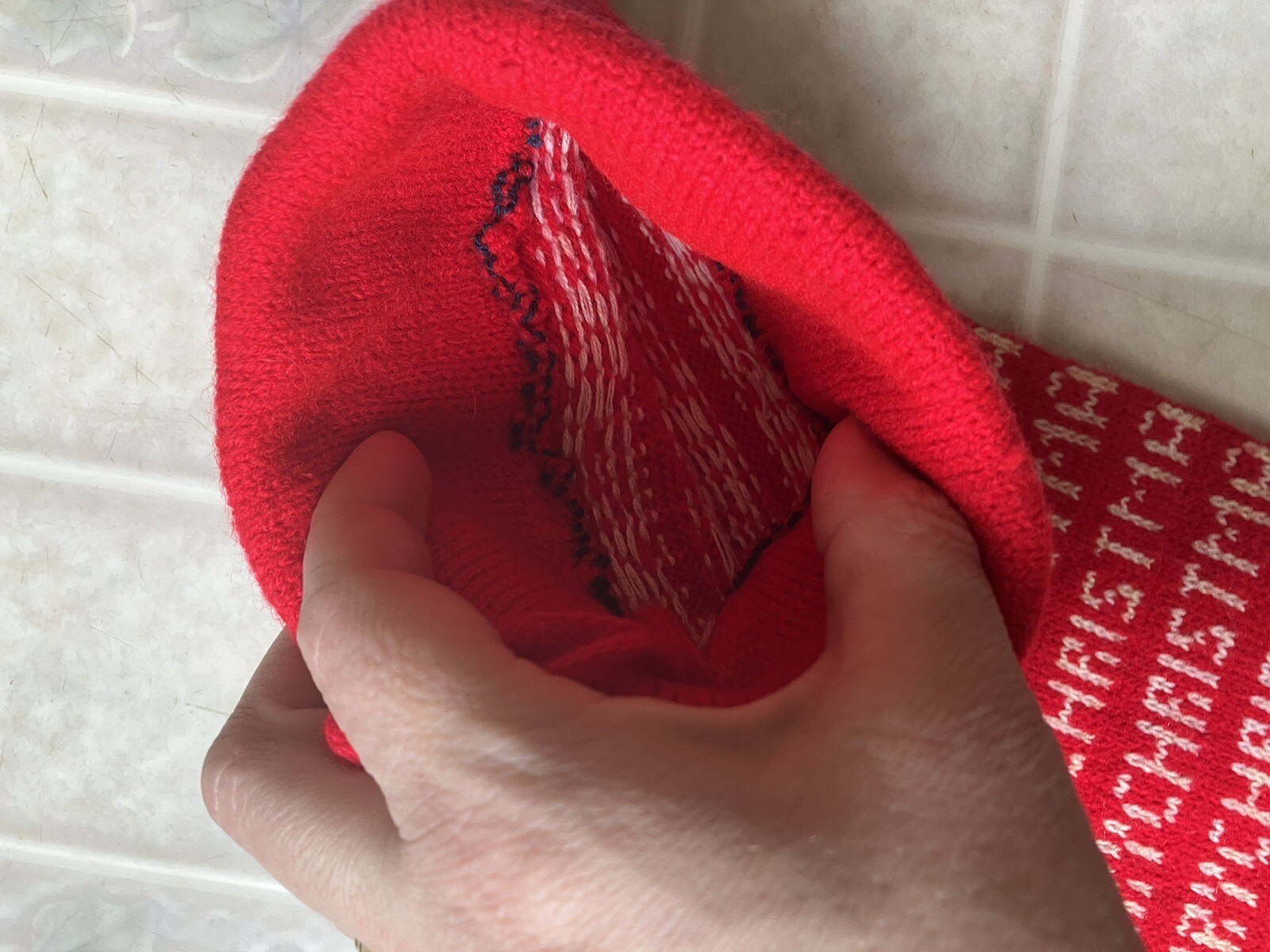 Vtg 1980s Christmas Stocking Merry Christmas 20.75" long