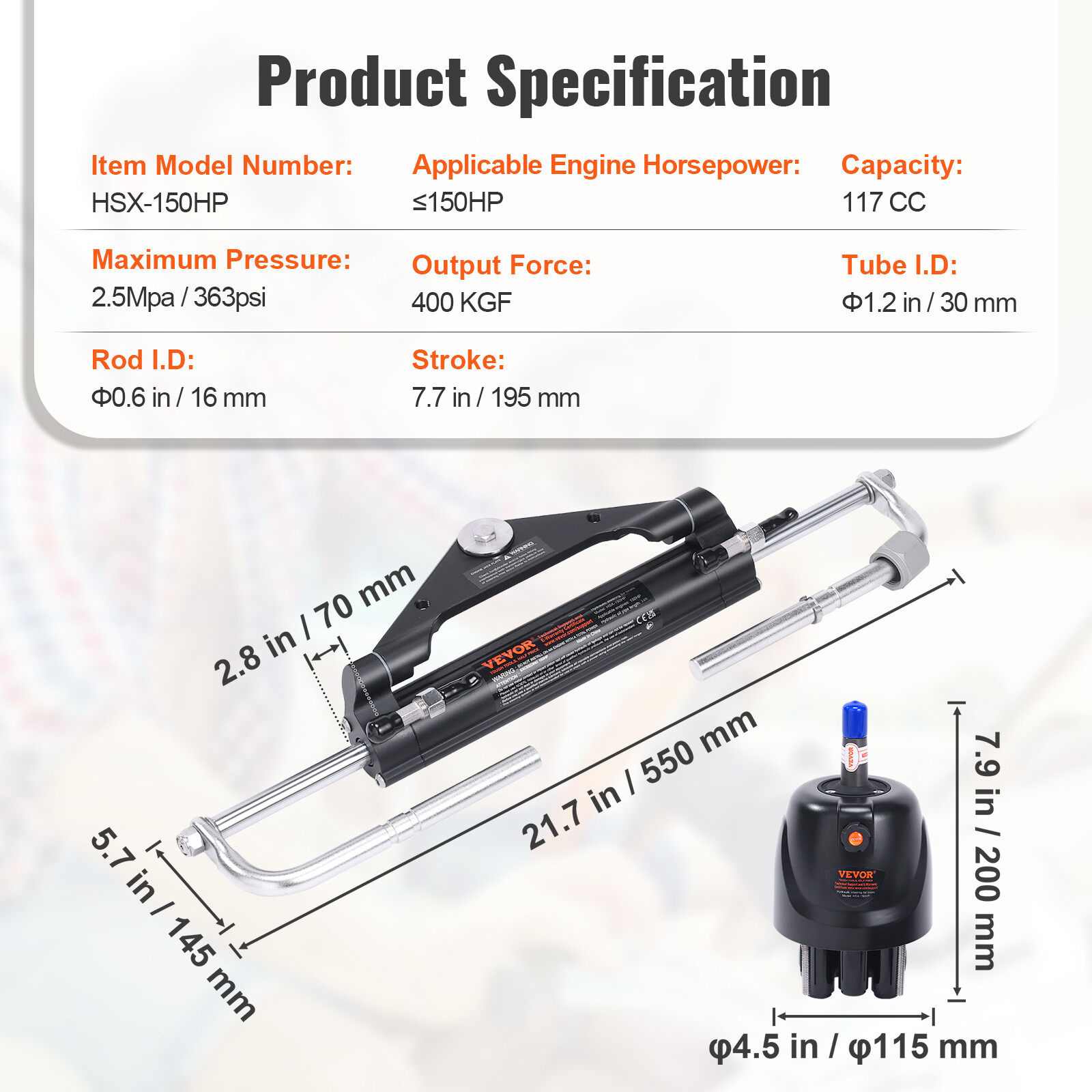 VEVOR Boat Hydraulic Steering System Kit Marine Outboard Steering 150HP Outboard