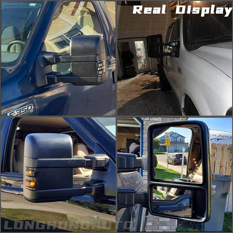 For 99-07 Ford F250 350 450 F550 Super Duty Power Heated LED Signal Tow Mirrors