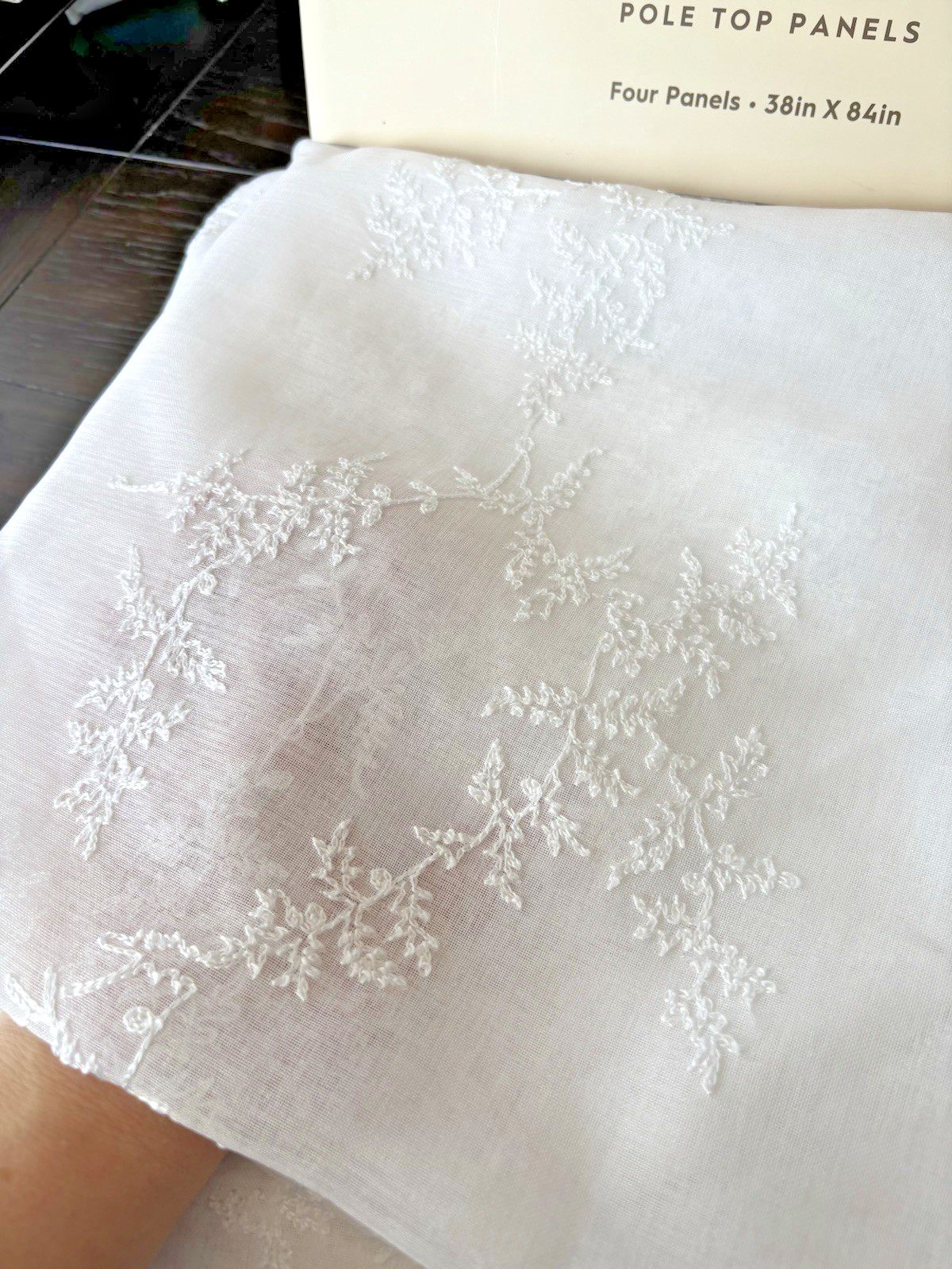 Laura Ashley Window Curtains 4 FOUR Panels 38 x 84 White Sheer Embroidered