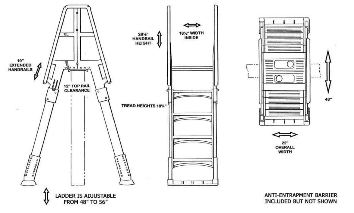 VinylWork A-Frame Slide Lock Above Ground Swimming Pool Ladder - (Choose Color)