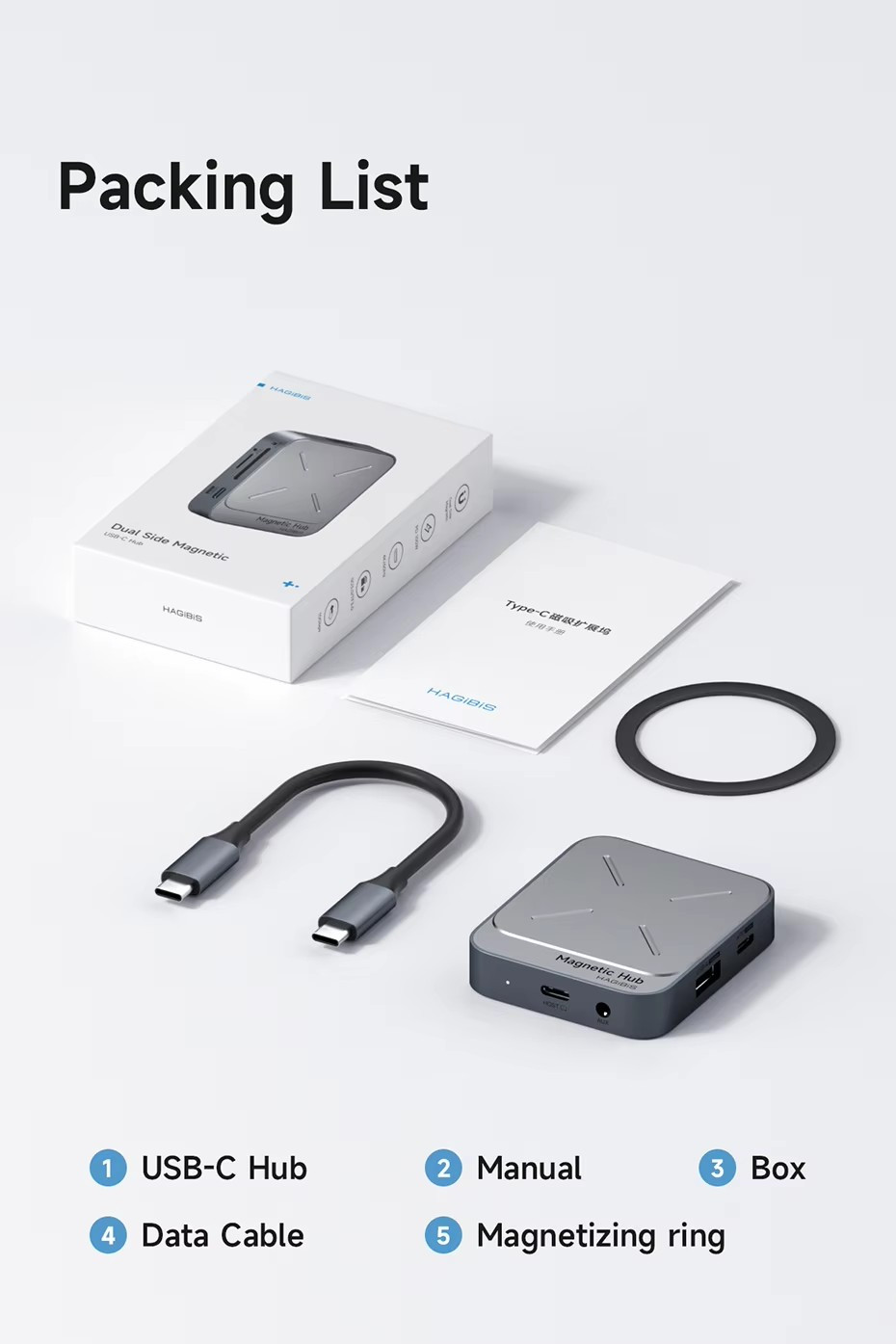 Magnetic USB C Hub Multiport Adapter Docking Station 4K HDMI 100W PD For iPhone