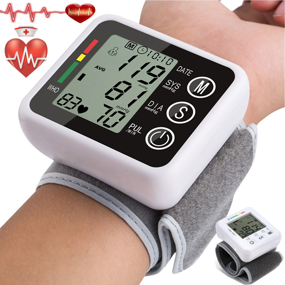 Automatic Digital Wrist Blood Pressure Monitor BP Cuff Machine Test Device USA
