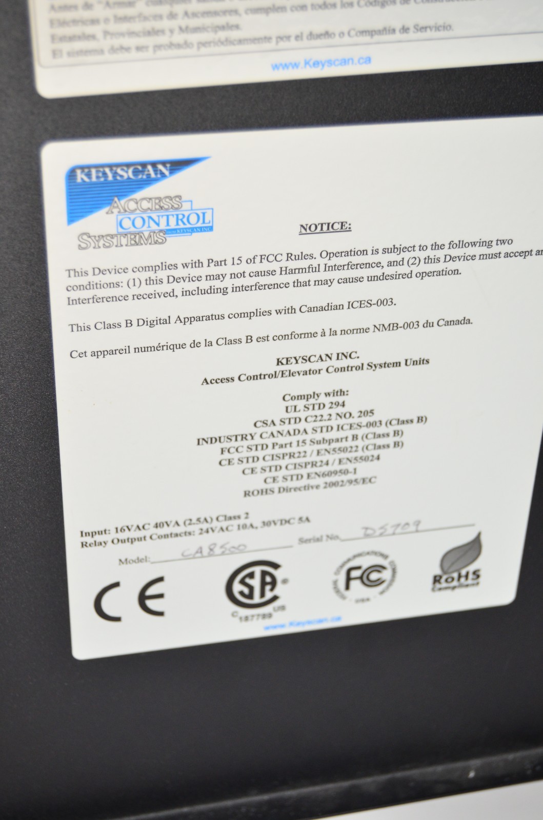 Keyscan CA8500 Access Control Unit for 8 Door Security With NETCOMP2P