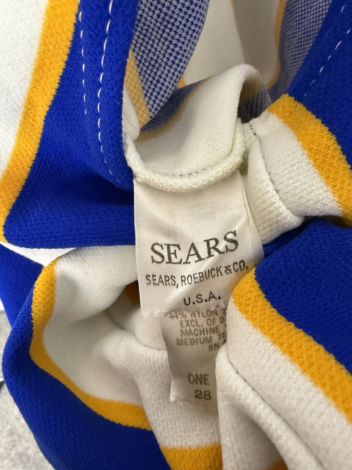 Vintage Sears Roebuck Size 28-38 Blue/White Stripe Wrestling Singlet EUC