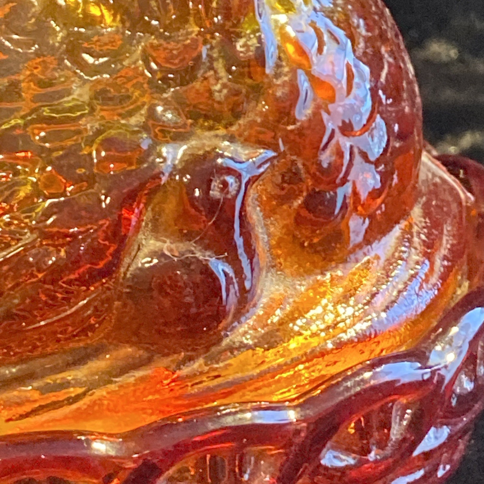 Rare Vintage 6 Inch LE Smith Flame Glass Red Amberina Hen On Nest 2chicks