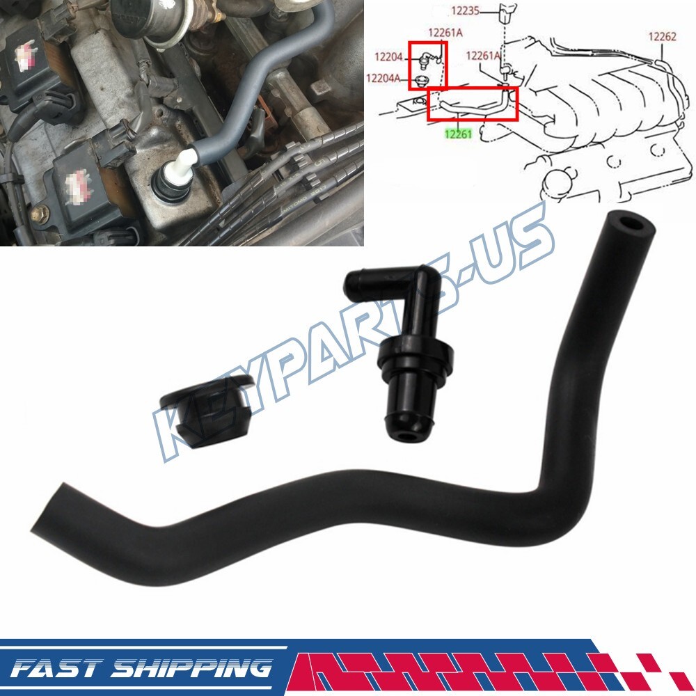 For Toyota 4Runner Tundra Tacoma 3.4L PCV 90°+ Grommet + Hose Kit 12261-62041