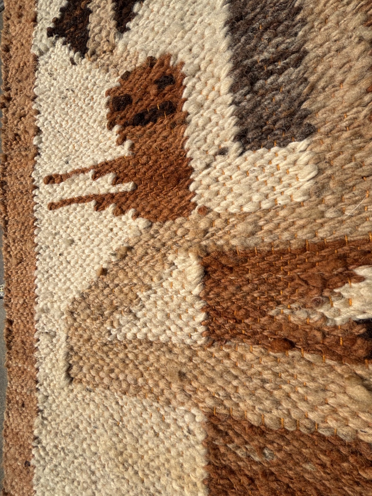 Vintage Peru 35 x 24 Hand Woven Wool Rug Tapestry Warrior Figure Peruvian