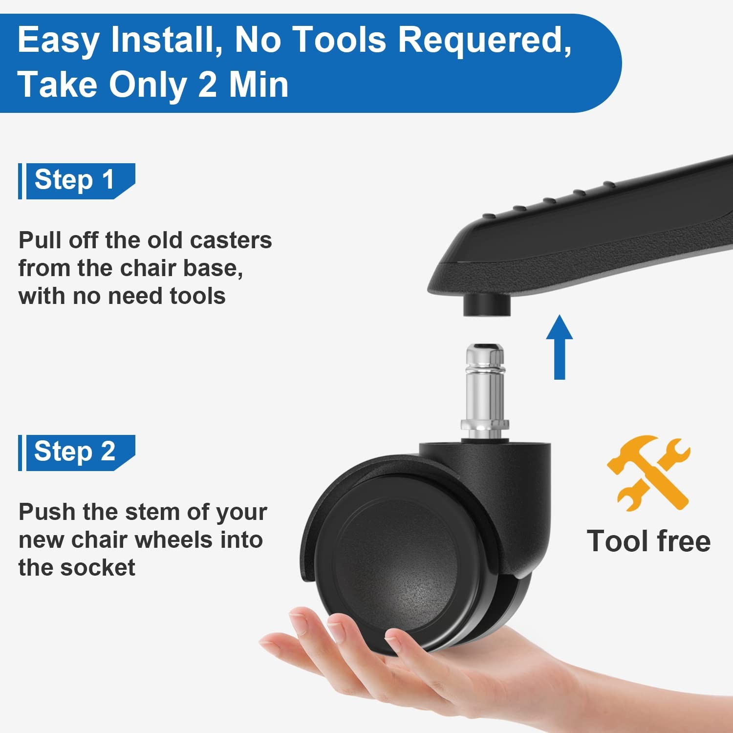 Office Chair Wheels Replacement 5 Pcs 2 Inch Office Chair Casters Heavy Duty