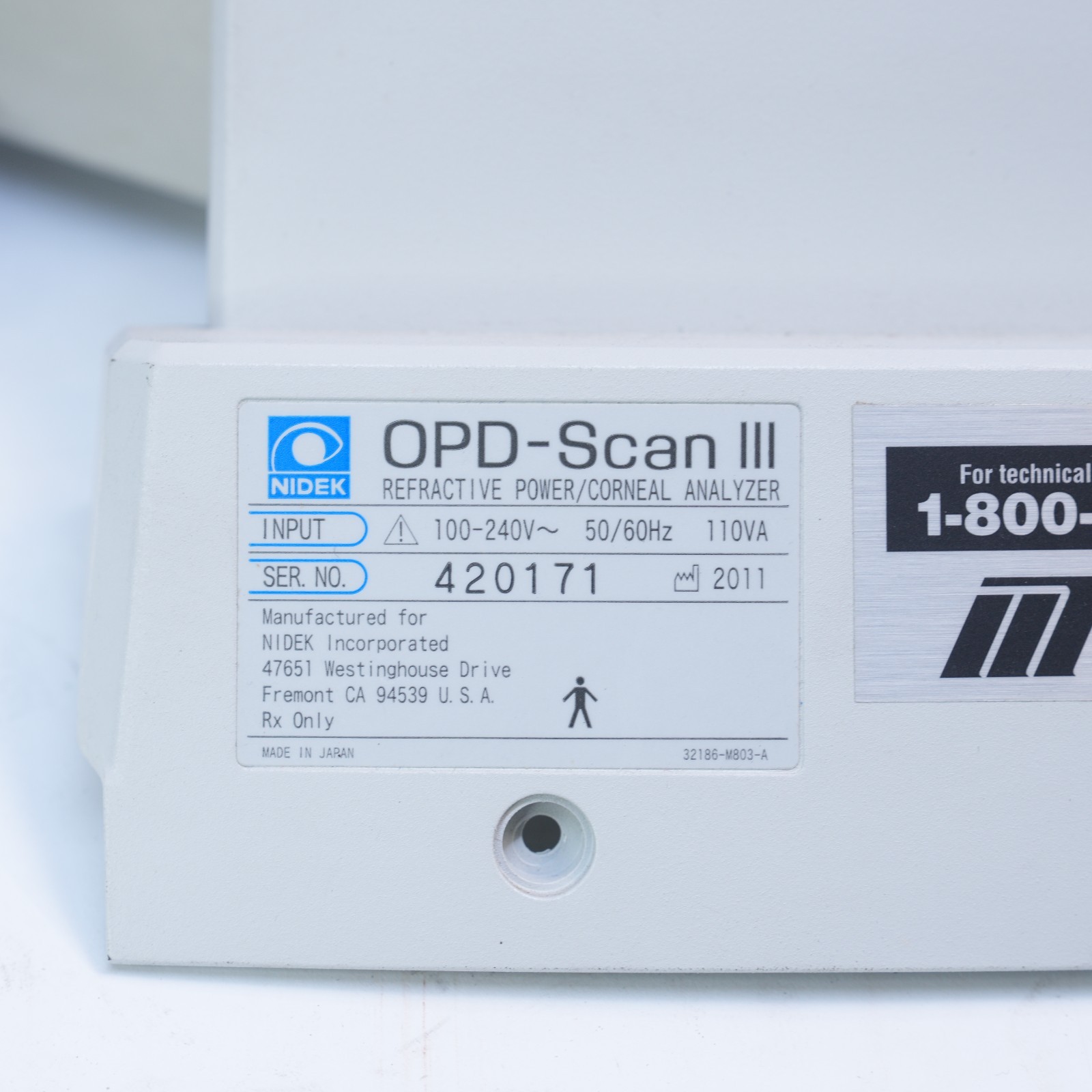 Nidek OPD-Scan III Refractive Power Corneal Analyzer *parts* T12-WH