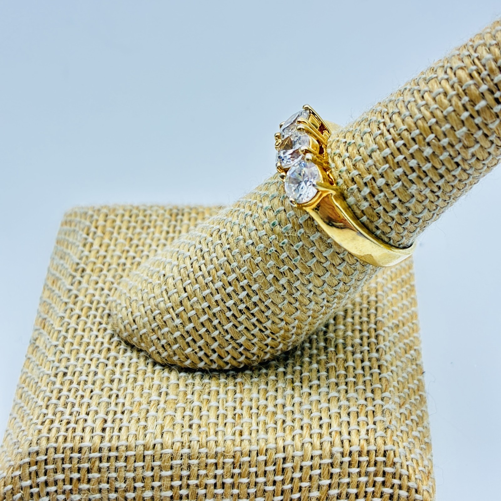 Gold Tone Band Mens and CZ Engagement Rings Lot of 2 Wedding Gift