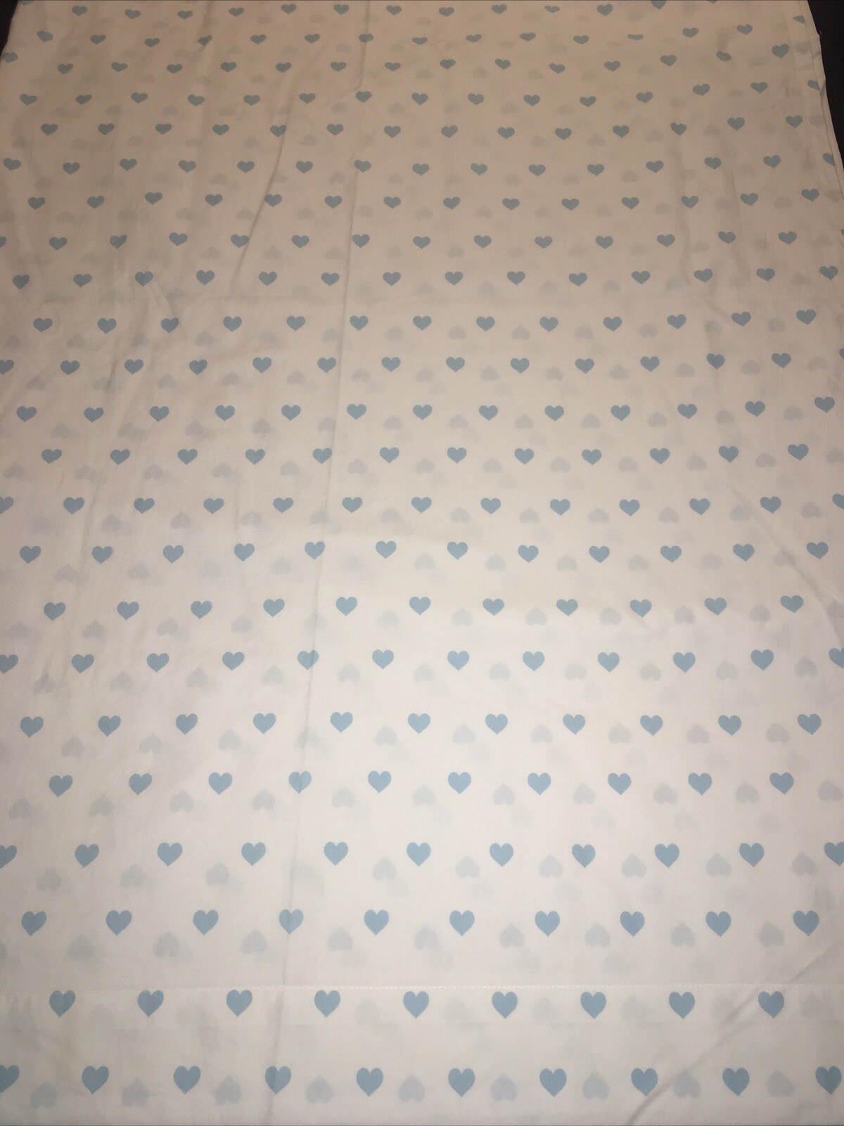 Pottery Barn Kids Organic Heart Twin Flat Sheet Blue & White Whimsical Cotton