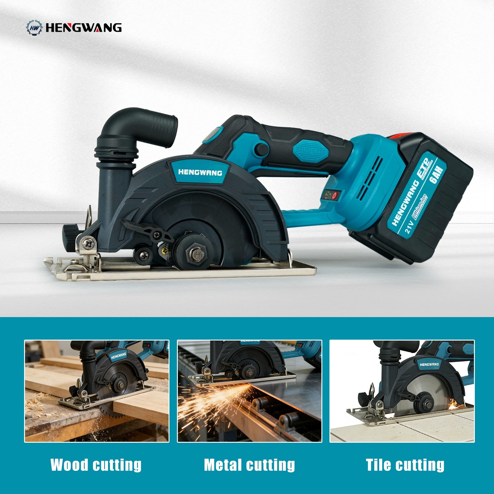 21V 6-1/2 inch Cordless Circular Saw with Two Batteries Two saw blades