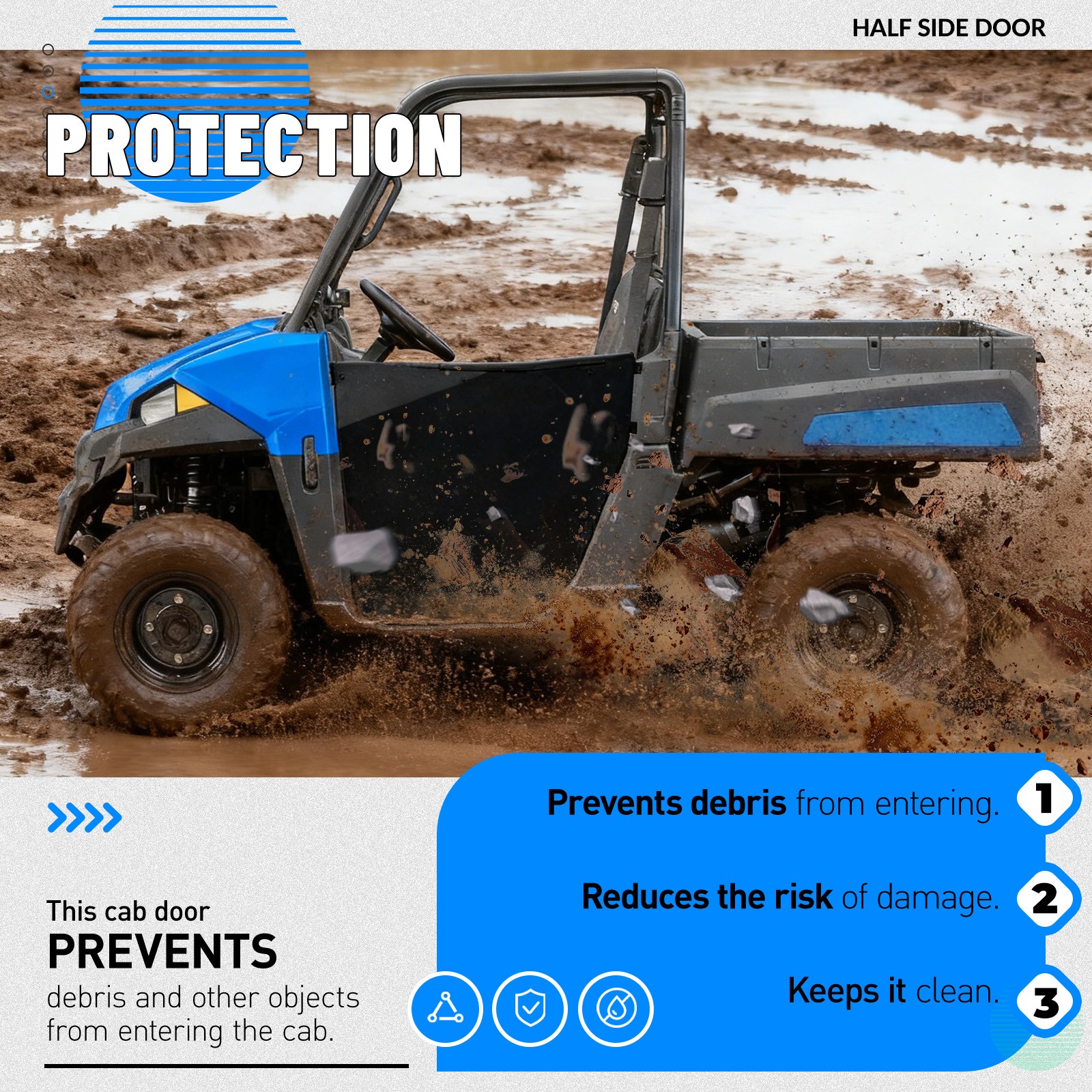 New Aluminum For Polaris Ranger 500 570 EV ETX Mid Size 2015-2022 Half Door Kit