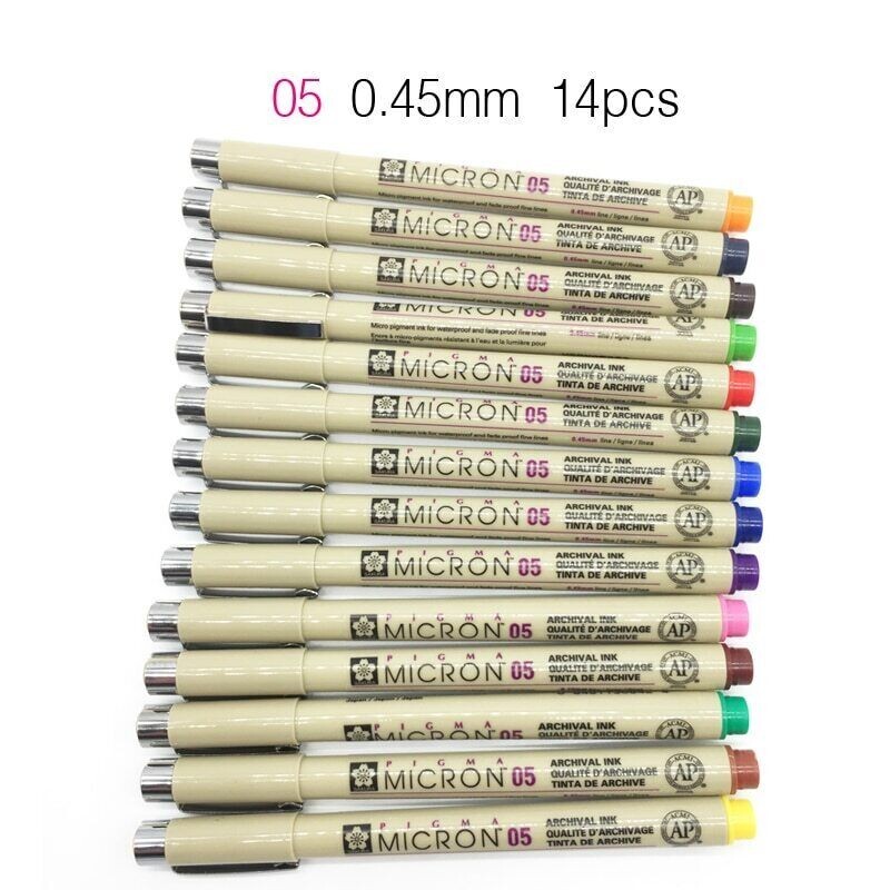Sakura Pigma Micron Liner Pen Set 14 pcs Color Fineliner Drawing Pen