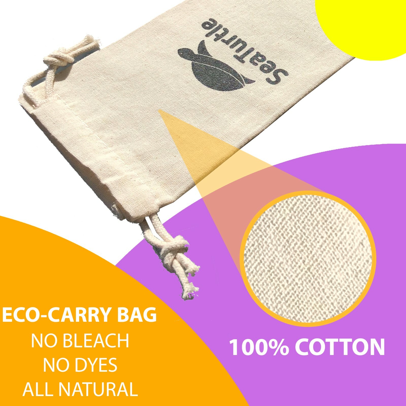 SeaTurtle Reusable Silicone Straws - 10 Pack - /w Cotton Bag and Cleaning Brush