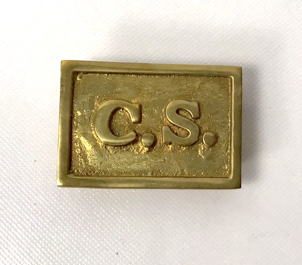 Civil War Confederate Square C.S. Brass Buckle