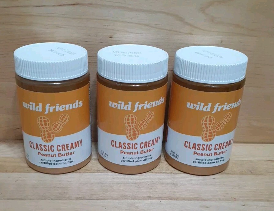 3:Wild Friends SIMPLE INGREDIENTS CREAMY PEANUT BUTTER NO:Palm Oil/Gluten skippy