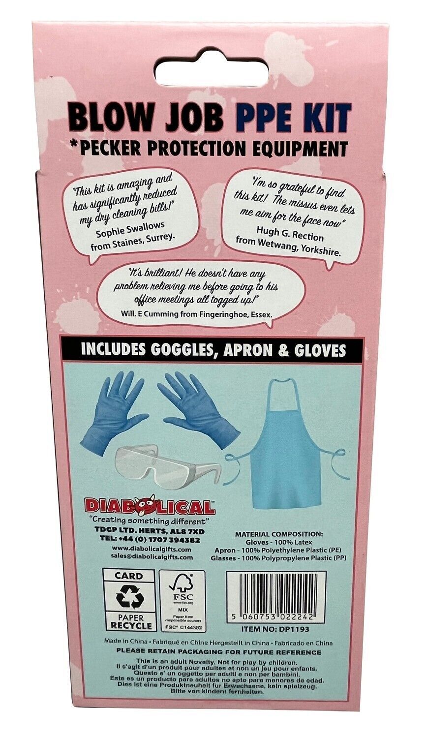 THE BLOW JOB PPE KIT - NO MORE MESS! ~ Funny Adult Gag Joke Adult Pecker Gift
