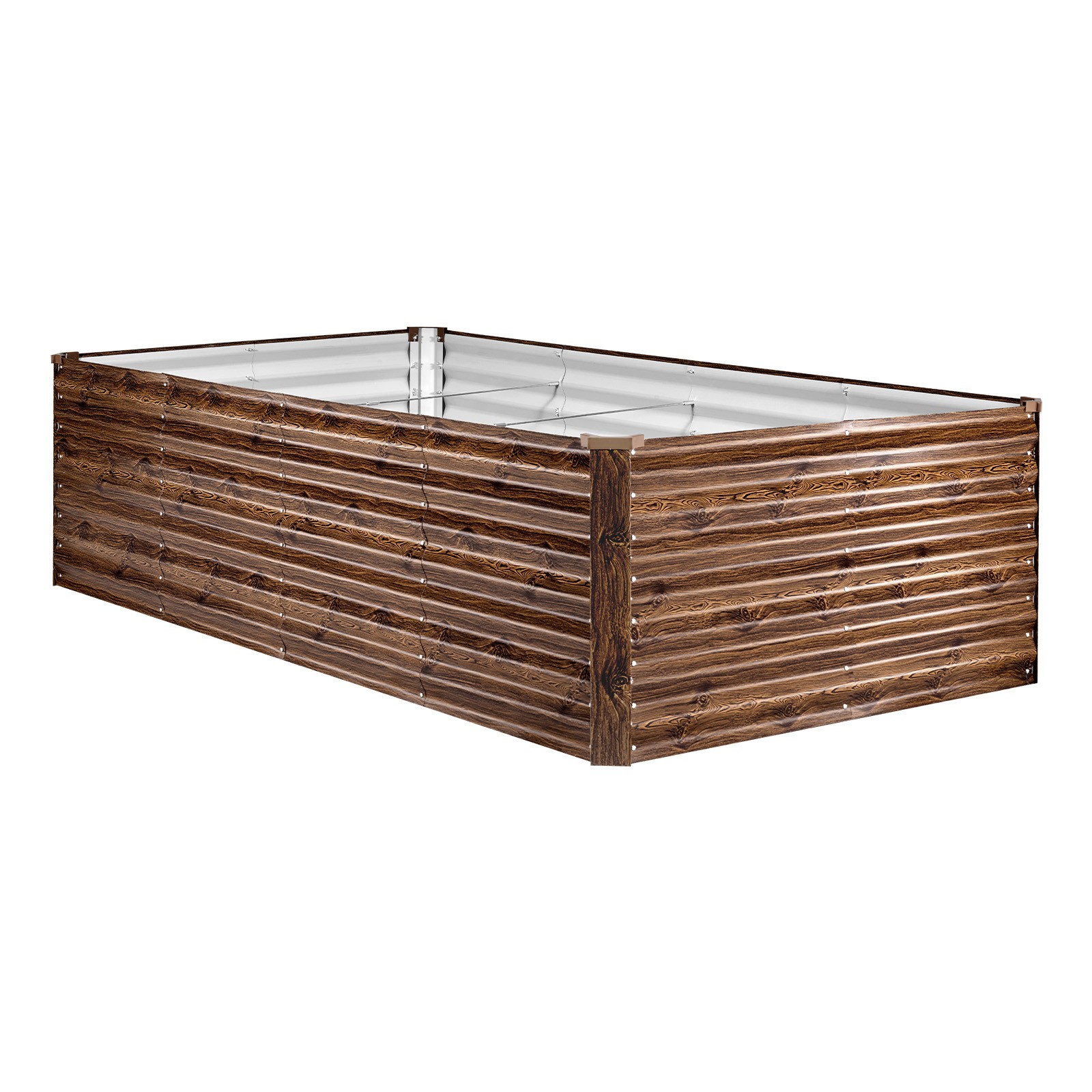 VEVOR Galvanized Raised Garden Bed 8 x 4 x 2ft Rectangular Planter Box Deep Wood