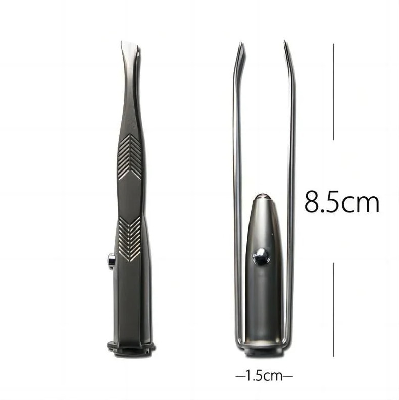 1pc LED Light Stainless Steel Eyebrow Tweezer Portable Hair Remover - NEW