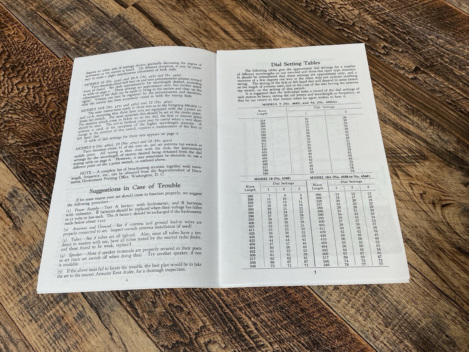 ATWATER KENT Manual Breadboard Tube Radio Receiving Sets 5, 9, 9A, 10, 10A, 10B