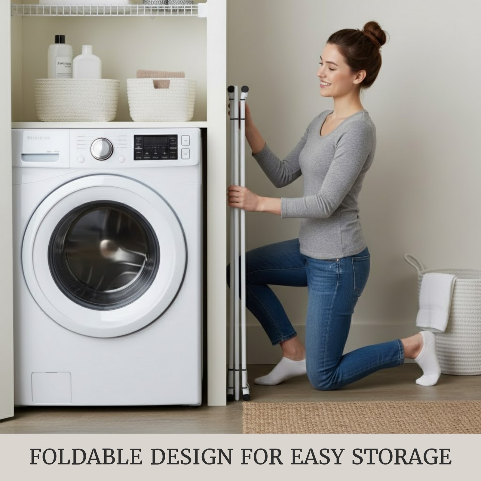 Clothes Drying Rack Portable Rack for Hanging and Air-Drying Laundry, White