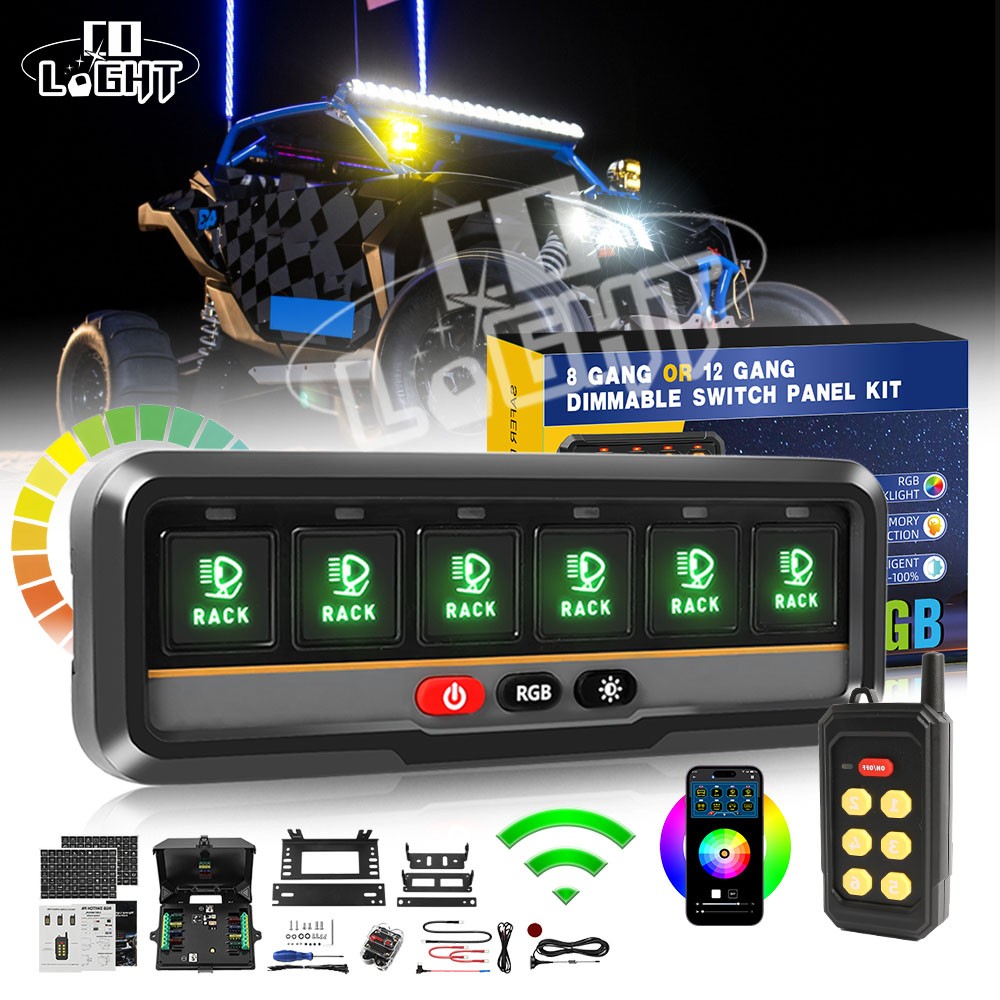 AUXBEAM 6 GANG SLIM LED SWITCH PANEL AUTO DIMMABLE OFF ROAD LIGHT RGB CONTROLLER